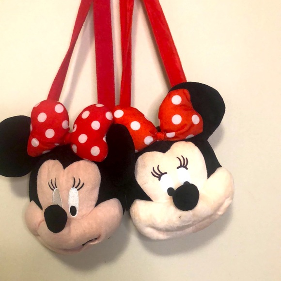 DISNEY Minnie Mouse soft purse shoulder bag Plush Minnie head with red straps. - Picture 2 of 10